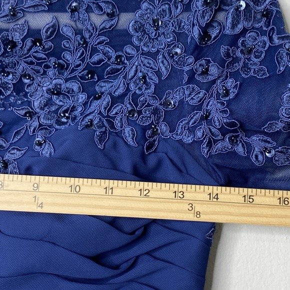 JJ's House Floor Length‎ Mother of Bride Groom Dress Blue Chiffon Lace Size 2/4 - Picture 6 of 14